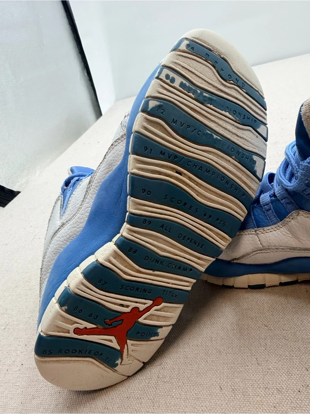 Jordan  White and Blue High-Top Sneakers